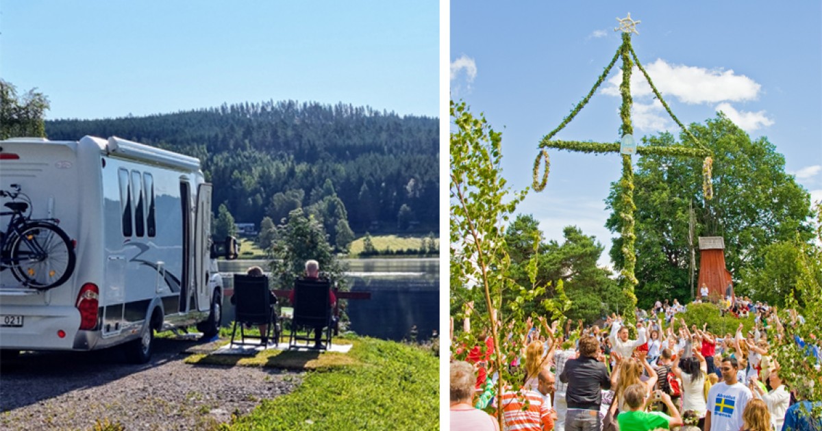 Midsommar Här finns plats på camping och här är det fullt! Husbil