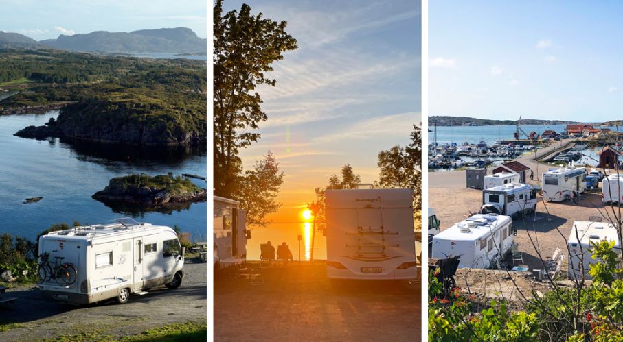 Norska ön Leka, Borghamn Strand och Hunnebostrand ställplats. Tre ställplatser
