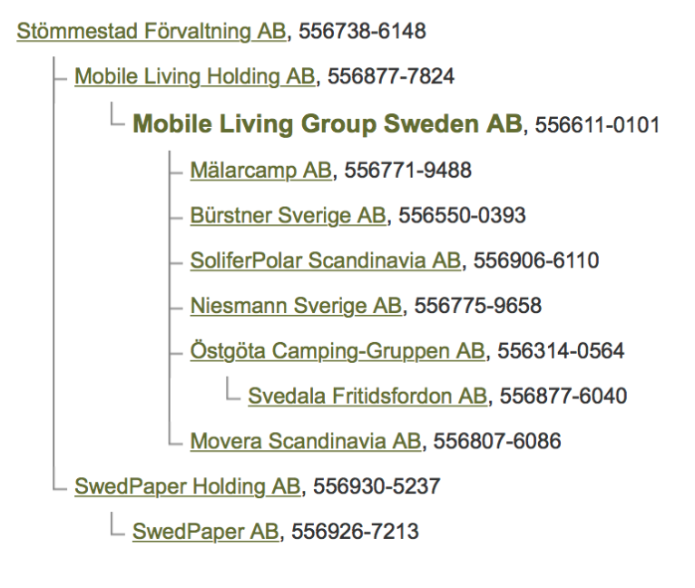 Företagets organisation ser ut så här
