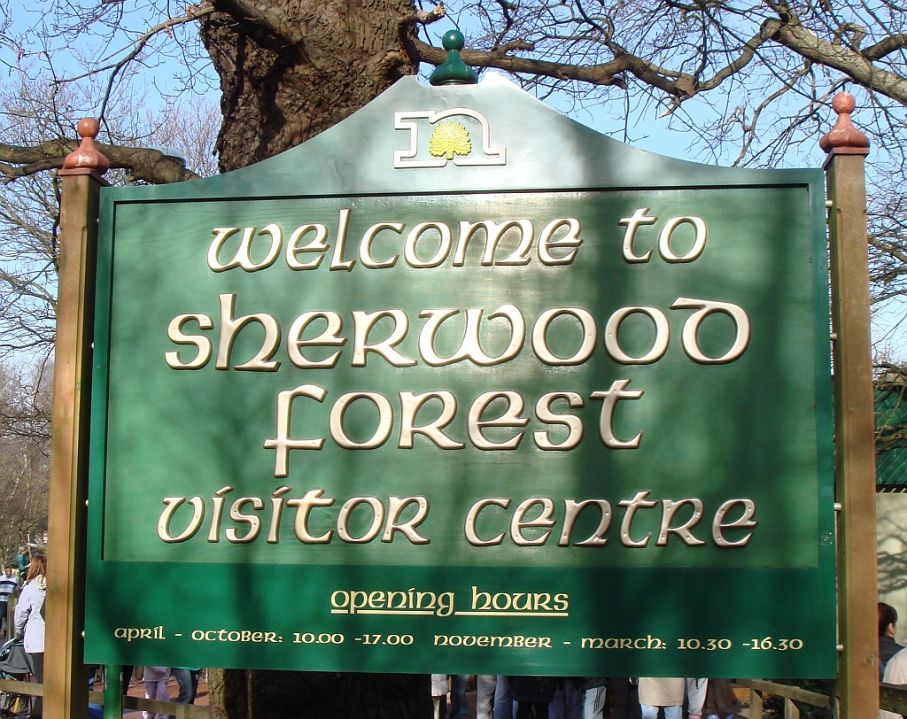 Sherwood forest visitor centre sign
