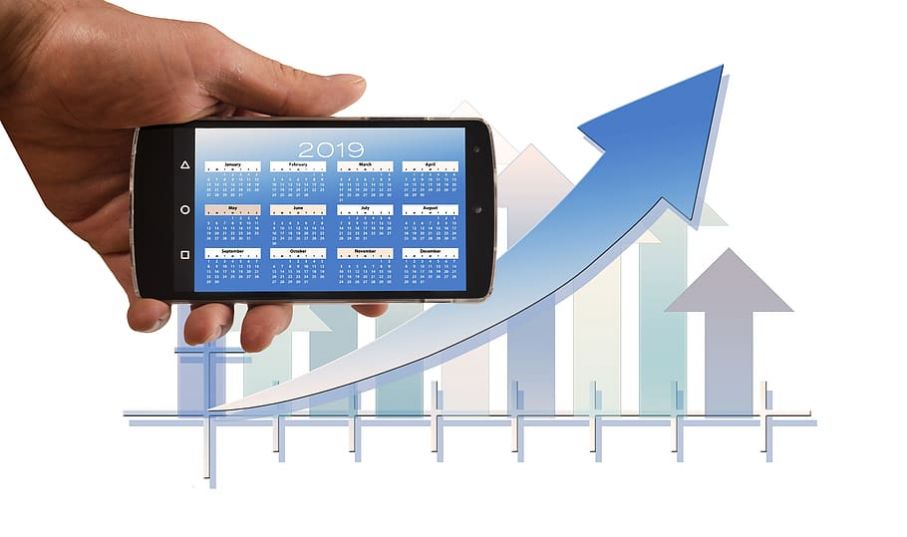 Smartphone calendar agenda arrows