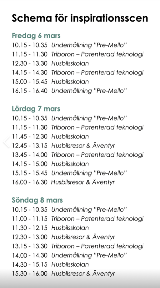 Här är programmet för alla mässdagar
