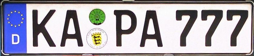 Germany d european union license plate number ka pa 777