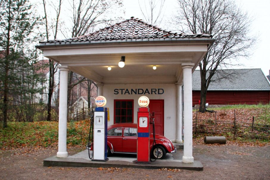 Den här norska bensinstationen finns numer på museum