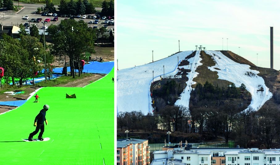 I sommar kommer det att gå att åka skidor i Hammarbybacken, men inte på snö. skidåkning på plastunderlag och Hammarbybacken
